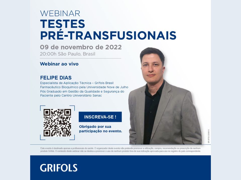 WEBINAR AO VIVO: TESTES PRÉ-TRANSFUSIONAIS