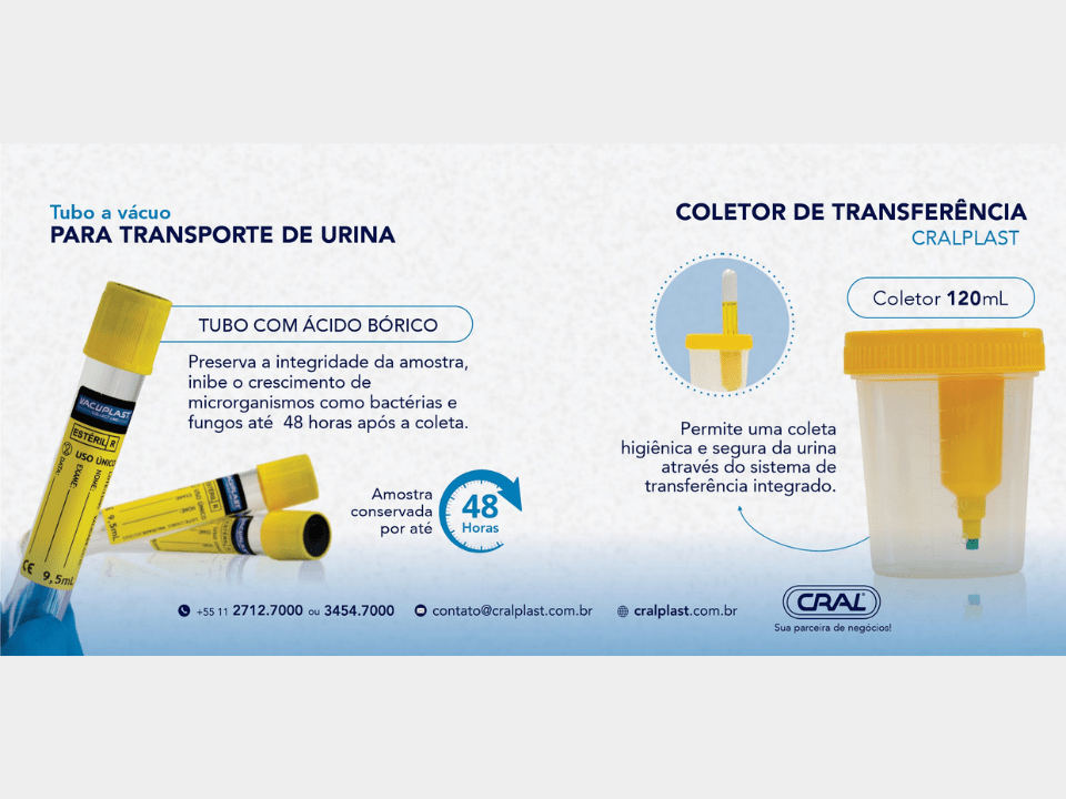 CRAL - Tubo a vácuo para transporte de urina Vacuplast