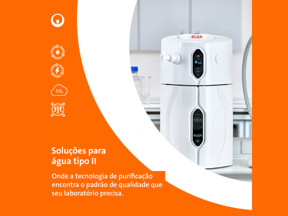 Veolia Água tipo II para aplicações laboratoriais com alto padrão de qualidade.