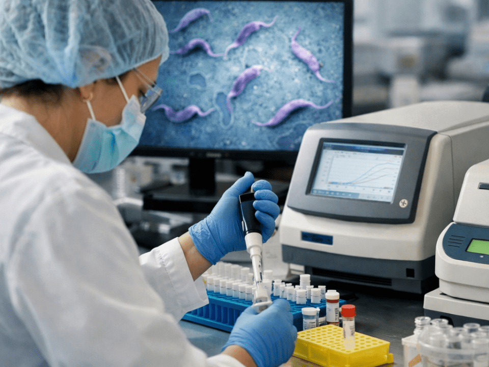 Diagnóstico molecular da Doença de Chagas em laboratório clínico, com PCR em tempo real e visualização do Trypanosoma cruzi.