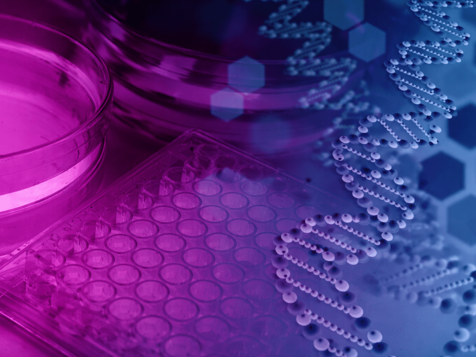 Placas de laboratório e representação de DNA ilustram a metagenômica como ferramenta complementar após PCR negativo em síndromes respiratórias.