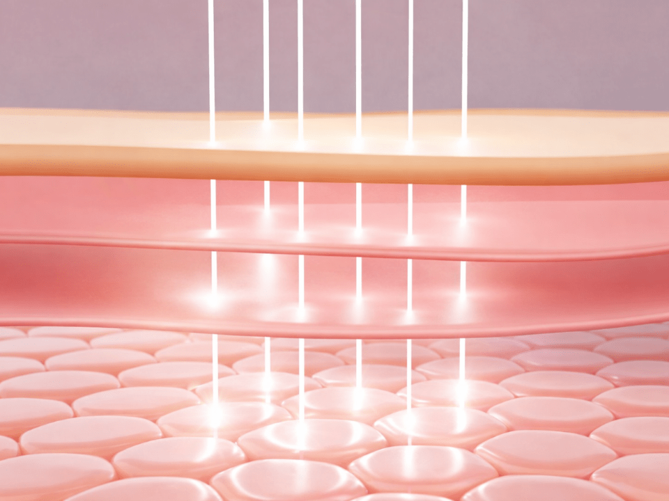 Microagulhas ópticas penetrando as camadas da pele para análise de biomarcadores no fluido intersticial.