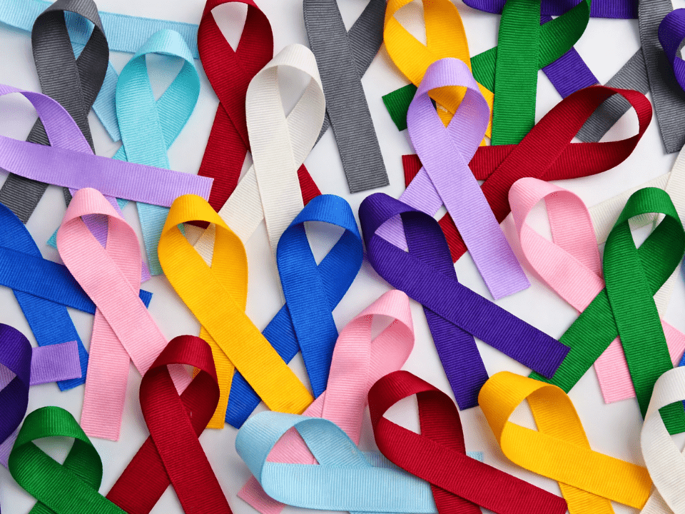 Laços coloridos simbolizando o Dia Mundial de Combate ao Câncer e a importância do diagnóstico precoce na oncologia contemporânea.