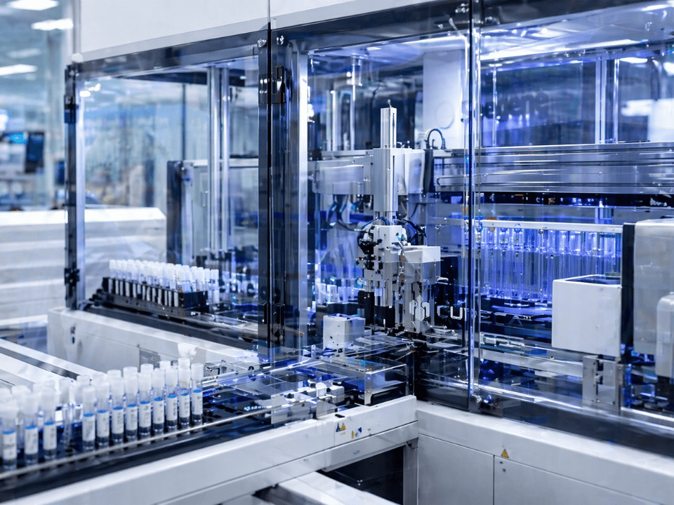 Automação total em PCR em laboratório de diagnóstico molecular com sistema integrado de preparo, amplificação e análise de amostras.