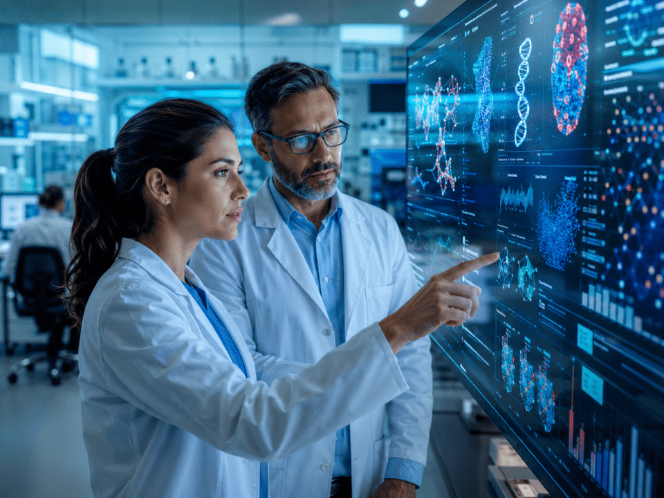 Inteligência artificial em oncologia de precisão conecta biomarcadores tumorais a diretrizes e ensaios clínicos.