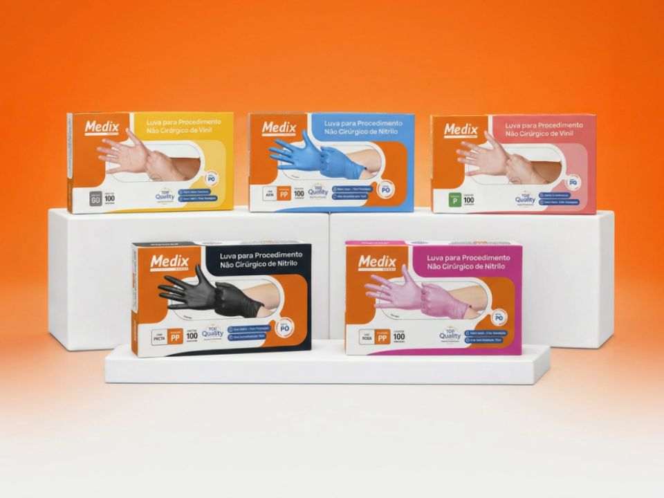 Medix Brasil atualiza embalagens de luvas de nitrilo e vinil.