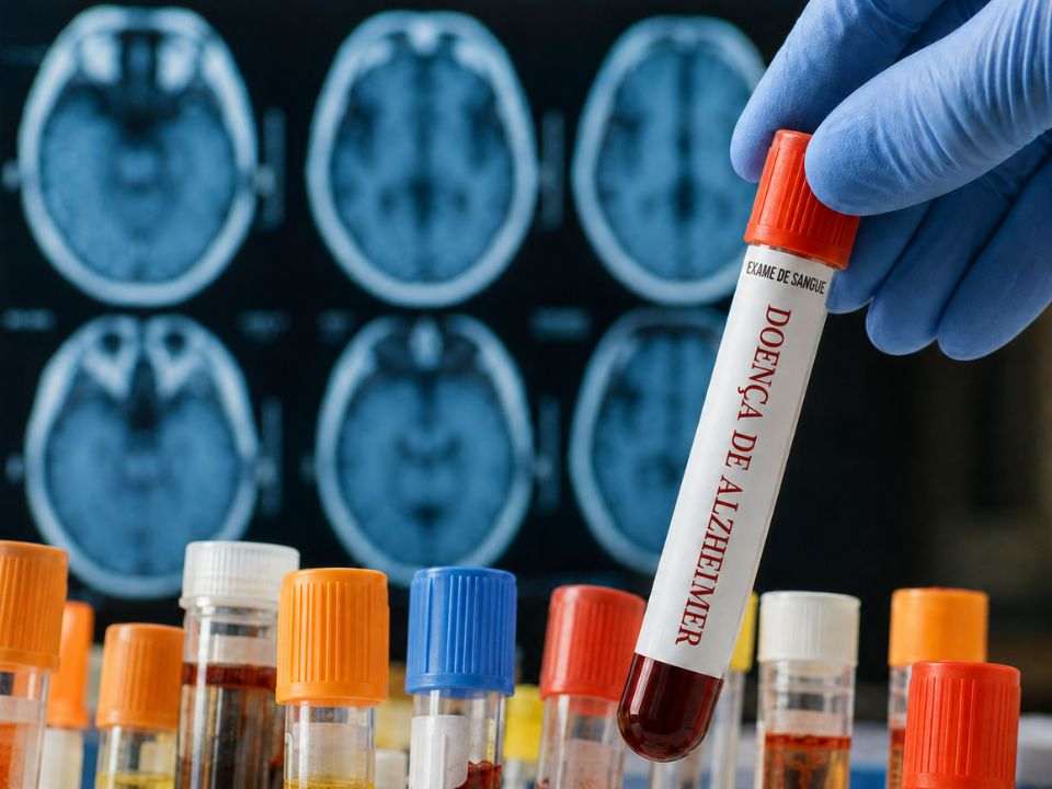Teste de sangue pTau217 para avaliação de patologia amiloide associada à doença de Alzheimer.