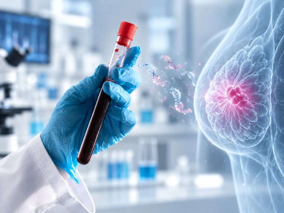 Biópsia líquida no câncer de mama para detecção de mutações ESR1 em DNA tumoral circulante.