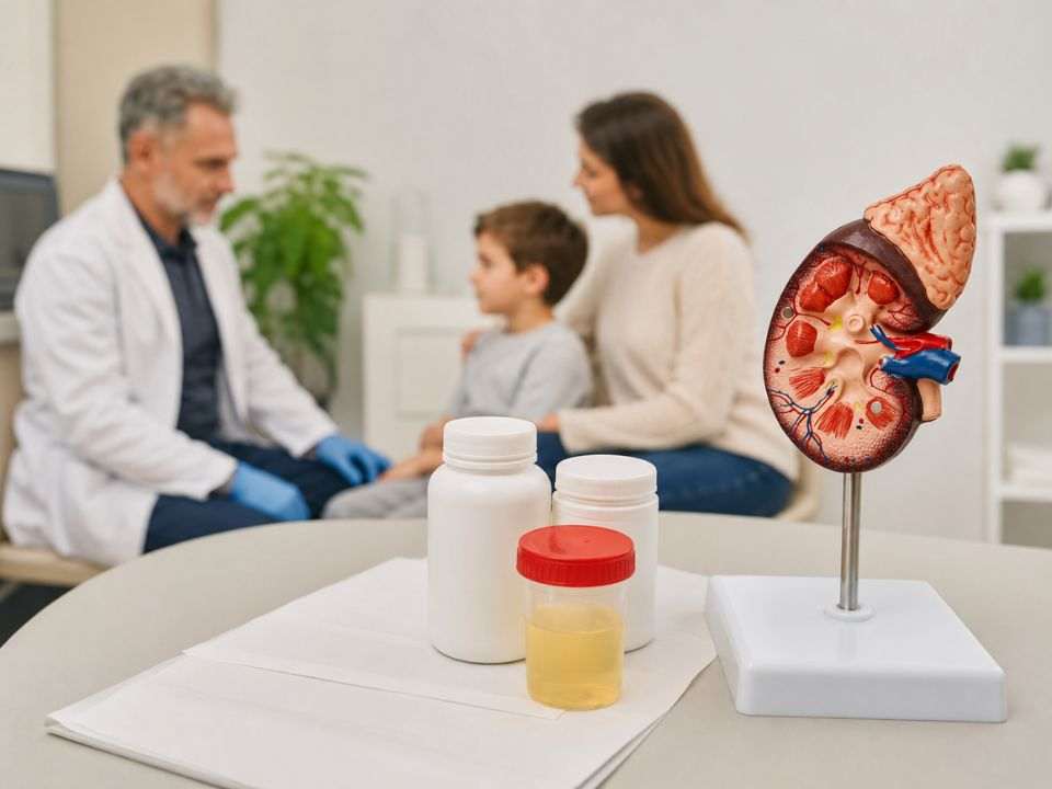 Análise laboratorial de amostra urinária para investigação de lesão renal aguda em paciente pediátrico.